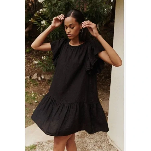 Velvet by Graham & Spencer | Dresses | 0 Linen Velvet By Graham Spencer  Black Tiered Dress Medium | Poshmark